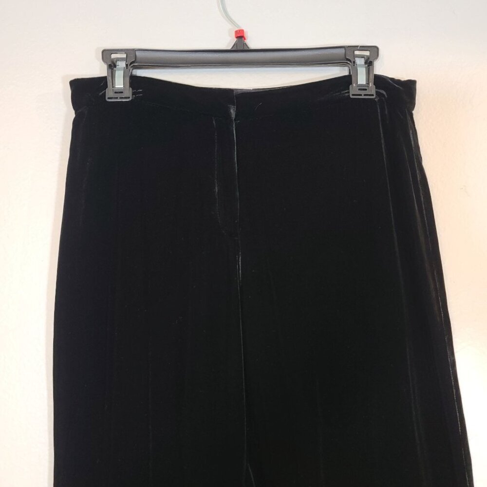 Calvin Klein High Waisted Velvet Silk Blend‎ Black Dress Pants Boot Cut Size 6 - Picture 3 of 8
